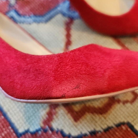 Elegant Allegra James Red Stiletto Suede Heels Size 9 - Picture 8 of 8